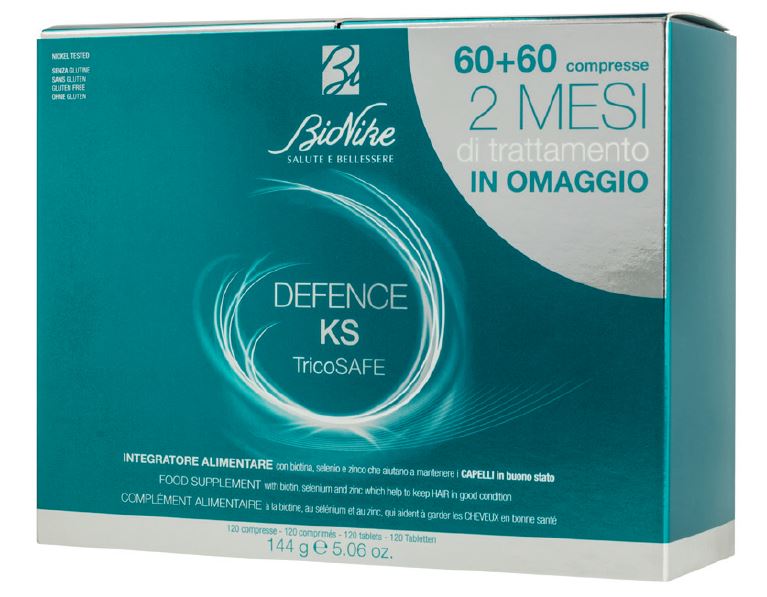 DEFENCE KS TricoSafe Bipack 60 + 60 Compresse - Integratore per il benessere dei capelli