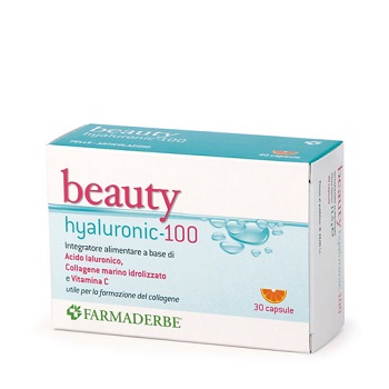 Farmaderbe Beauty Hyaluronic 100 - Farmaderbe - 100 capsule - Integratore a base di acido ialuronico per pelle, capelli e unghie
