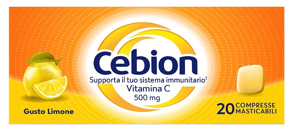 Cebion 500 - Roche - 20 compresse masticabili gusto limone - Integratore di vitamina C per il supporto del sistema immunitario