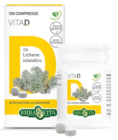 Erba Vita Vita D - Erba Vita - 100 compresse orosolubili da 20 g - Integratore di vitamina D per ossa e sistema immunitario