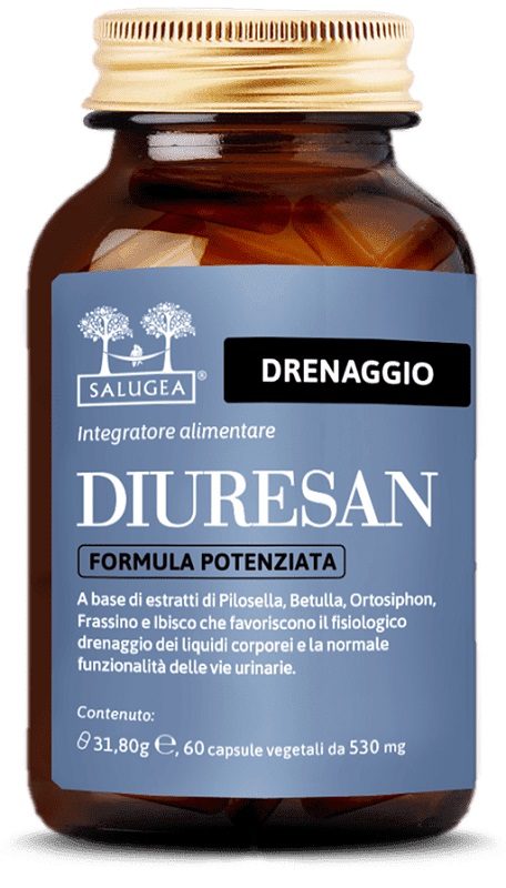 DIURESAN FORMULA POTENZIATA 60 CAPSULE - Integratore per il drenaggio dei liquidi e la funzionalità delle vie urinarie