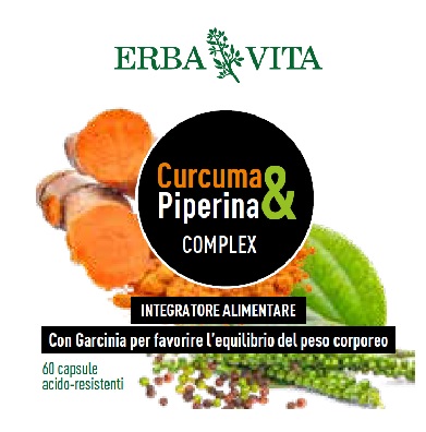 ERBA VITA - CURCUMA&PIPERINA COMPLEX 60 CAPSULE - Integratore per l'equilibrio del peso