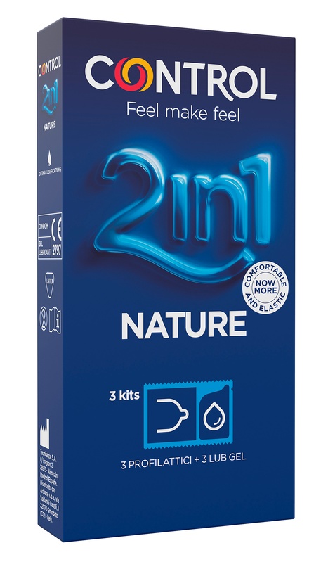 CONTROL 2in1 Nature + Nature Lube - 3 Kit: 3 Preservativi + 3 Dosi Gel