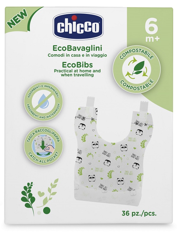CHICCO Bavaglino Monouso Biodegradabile Compostabile 36 Pezzi