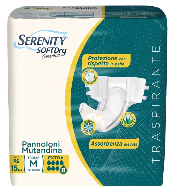 SERENITY Pannolone Mutandina SoftDry Sensitive Extra M 15 Pezzi
