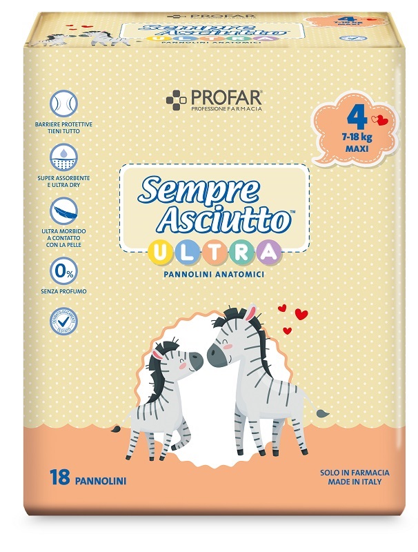 PROFAR PANNOLINO SEMPRE ASCIUTTO ULTRA MAXI 7/18KG 18 PEZZI