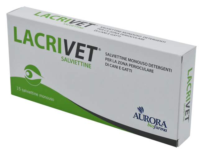 LACRIVET Salviettine Detergenti Occhi Cani Gatti 15 Pezzi