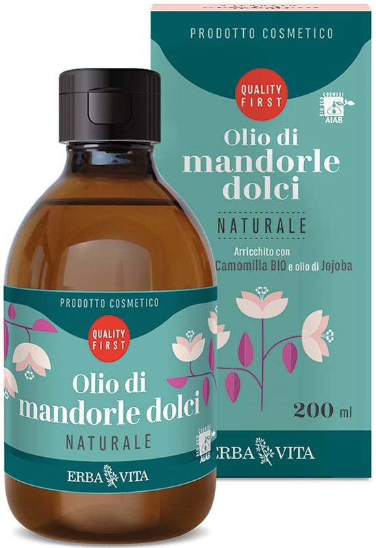 OLIO Mandorle Dolci Naturale 200ml Olio lenitivo emolliente, contrasta l'invecchiamento della pelle