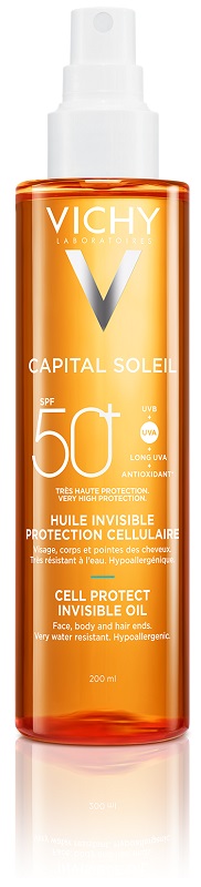 Vichy Capital Soleil spf50+ Olio Invisibile 200 ml - Olio Protettivo dal Sole per Viso Corpo e Capelli