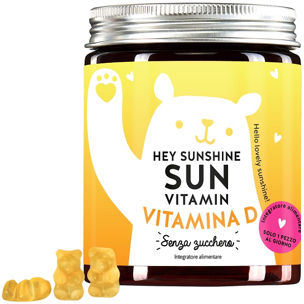 Hey Sunshine Sun Vitamins Mit D3 Sugarfree - Bears with Benefits Italia - 45 Caramelle Gommose - Integratore senza zuccheri con vitamina D3