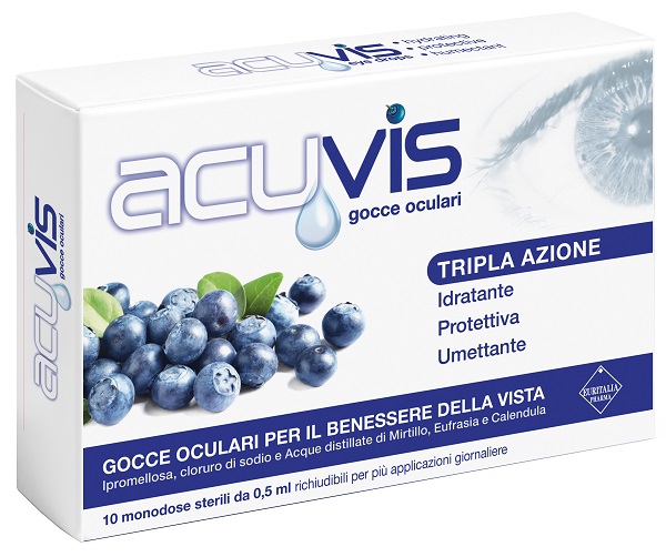 ACUVIS Gocce Oculari - 10 Flaconcini - Soluzione idratante e protettiva per secchezza oculare