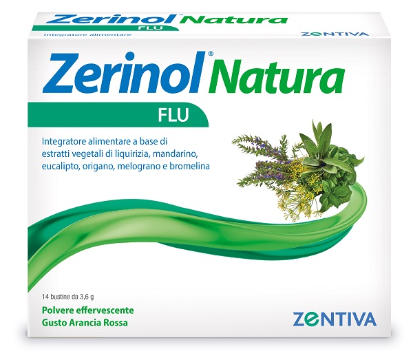 ZERINOL Natura Flu 14 Bustine - Integratore per il benessere di naso e gola