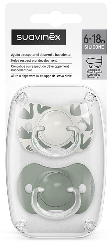 SUAVINEX A WALK IN THE PARK SUCCHIETTO SILICONE 6/18 MESI SX PRO VERDE 2 PEZZI