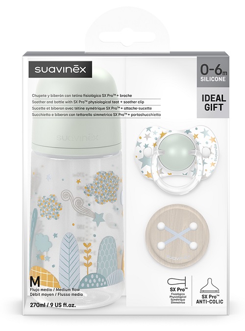 DREAMS SET NASCITA AZZURRO SUCCHIETTO + BIBERON CONTETTARELLA SIMMETRICA SX PRO 270ML + PORTASUCCHIETTO 0/6 MESI