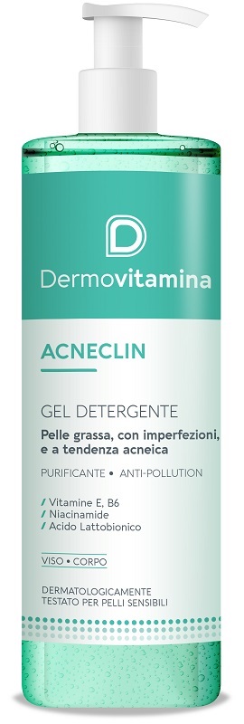 DERMOVITAMINA Acneclin Gel Detergente Purificante Pelle Grassa Acneica 400ml