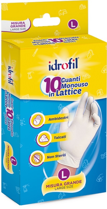 GUANTI IN VINILE L 10PZ IDROFIL<