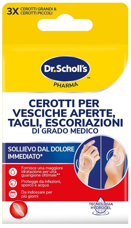 SCHOLL Cerotti Vesciche Tagli Escoriazioni 3 Grandi 3 Piccoli