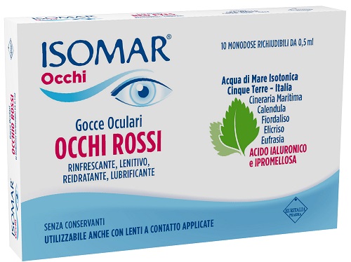ISOMAR OCCHI ROSSI Gocce oculari in caso di arrossamento, irritazione, bruciore 0,2% 10 Flaconcini