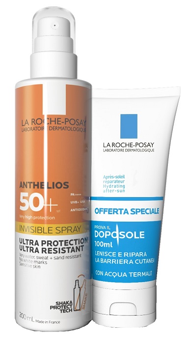 La Roche Posay Spray Shaka Solare SPF50+ 200 ml + Posthelios Doposole 100 ml - Cofanetto con Protezione Solare e Doposole