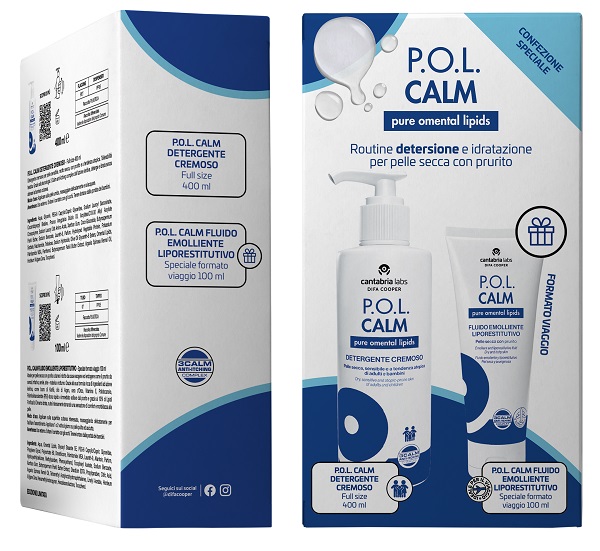 Pol Calm Detergente Cremoso 400ml + Fluido Emolliente Liporestitutivo 100ml - Routine Detersione e Idratazione Per Pelle Secca e con Prurito
