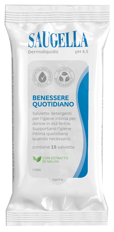 SAUGELLA DERMOLIQUIDO 15 SALVIETTE DETERGENTI