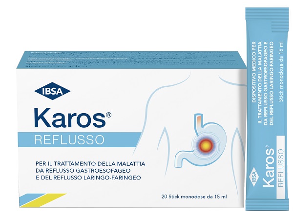 KAROS Reflusso 20 Stick per i sintomi del reflusso gastroesofageo e laringo-faringeo