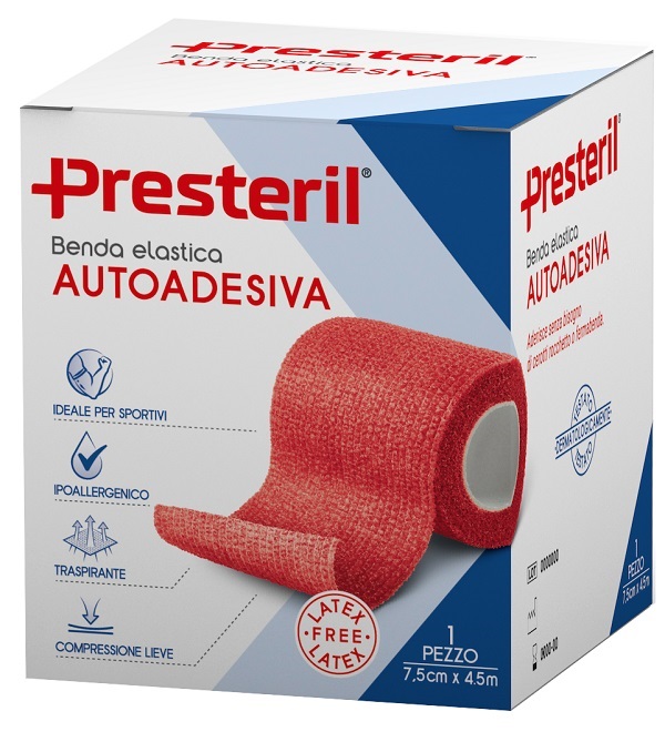 PRESTERIL BENDA ELASTICA AUTOADESIVA 7,5cmX4,5m ROSSA