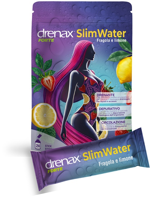 Drenax Forte Slim Water Fragola e Limone 24 stick - Integratore Drenante Depurativo