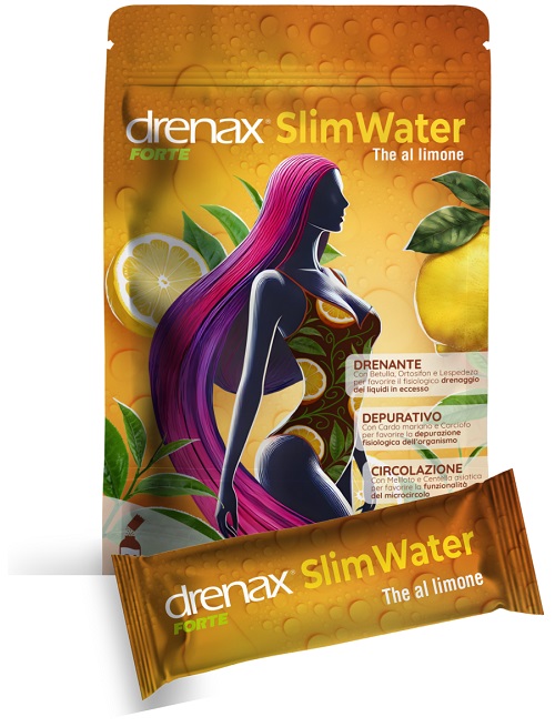 Drenax Forte Slim Water Gusto Thè al Limone 24 stick - Integratore Drenante Depurativo