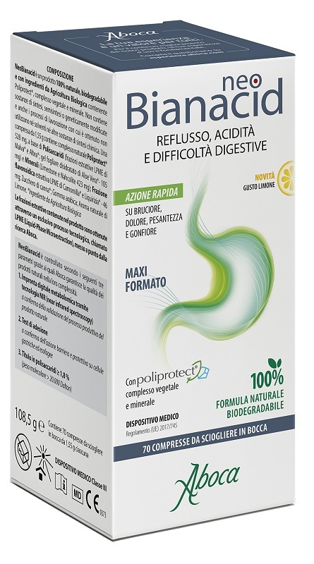 NEOBIANACID 70 COMPRESSE LIMONE - Integratore per il reflusso gastroesofageo