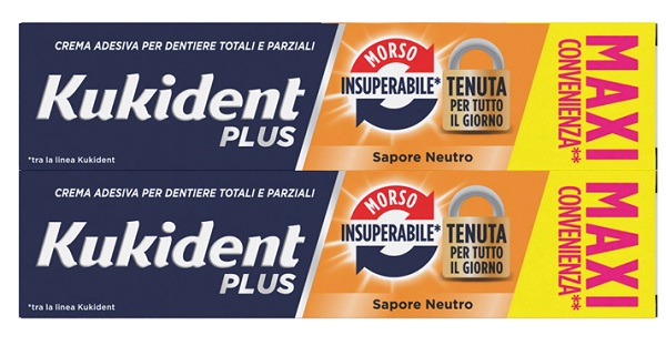 KUKIDENT BIPACCO MORSO INSUPERABILE Crema adesiva per dentiere 2x57g
