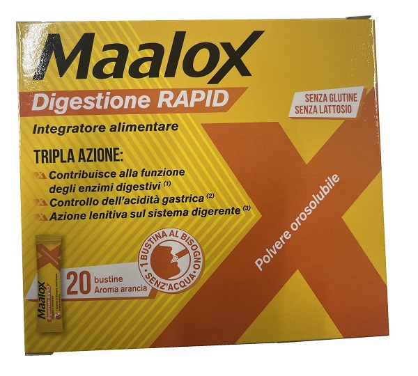 MAALOX Digestione Rapid 20 Bustine - Integratore per la digestione e il controllo dell'acidità gastrica
