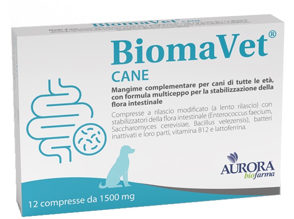 BIOMAVET Cane 12 Compresse 1500mg - Mangime complementare per la flora intestinale del cane