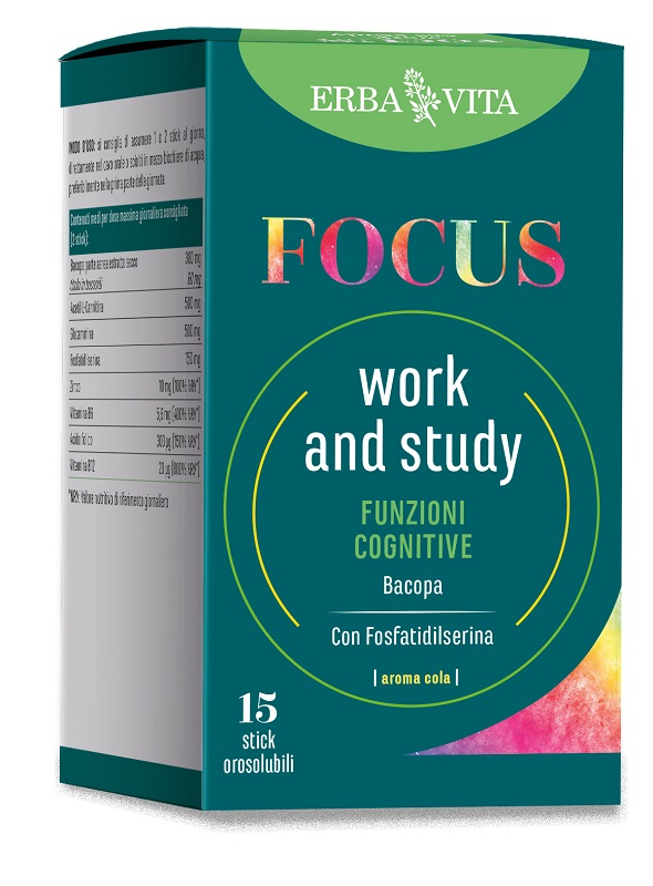 Focus Work And Study - Focus - 15 stick - Integratore per concentrazione e supporto mentale durante studio e lavoro