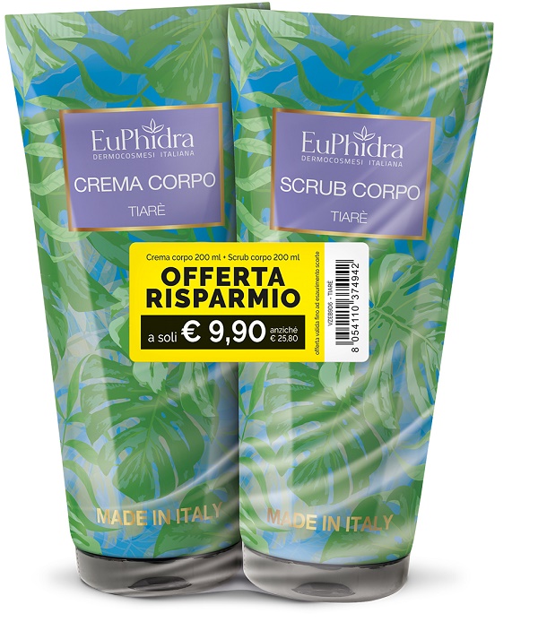 EUPHIDRA SCRUB ESFOLIANTE 200ML + CREMA CORPO IDRATANTE 200ML TIARE'