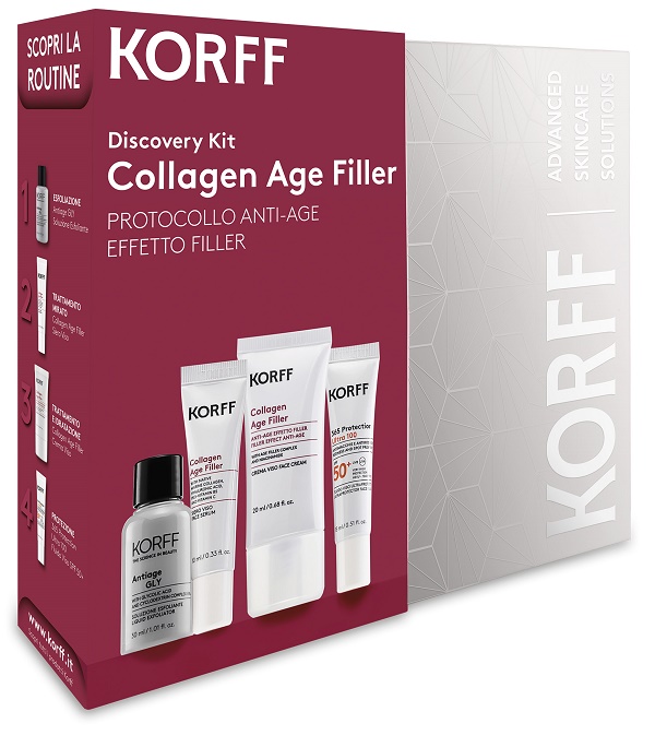 DISCOVERY KIT COLLAGEN AGE FILLER - Soluzione esfoliante antiage gly + Siero antiage collagen filler + Crema collagen age filler + Crema SPF100