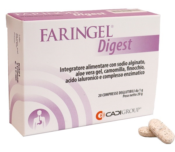 FARINGEL Digest 20 Compresse deglutibili - Integratore per la funzione digestiva e l'eliminazione dei gas intestinali